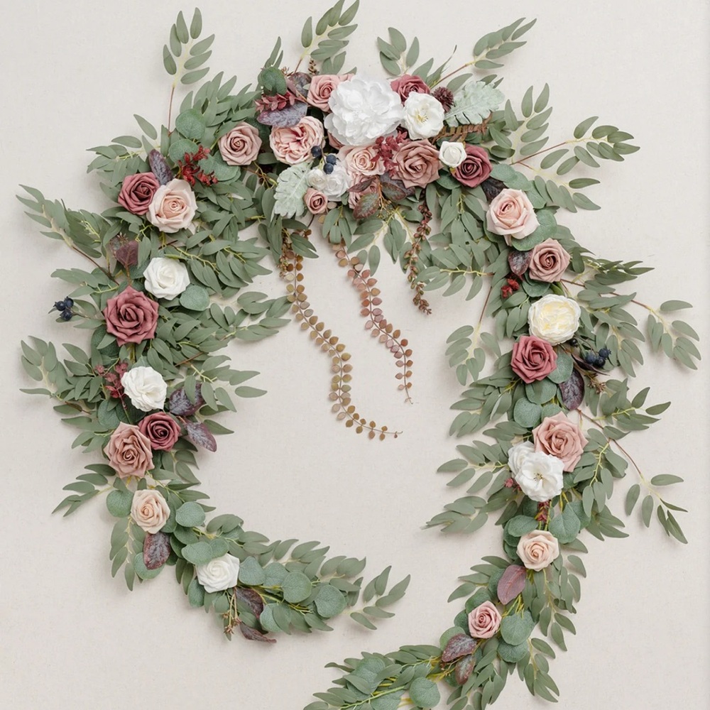 Ling's Moment Mauve & Rose Garland - 9 ft - Picture 3 of 6